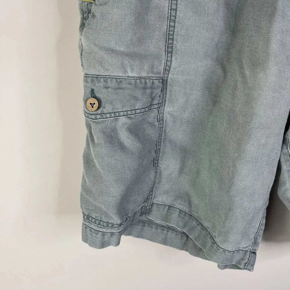 Tommy Bahama Relax Linen Blend Cargo Shorts Mens XXL Stretch Drawstring Green